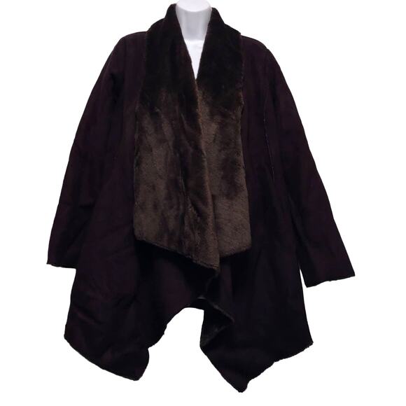 Calvin Klein Open Front Faux Fur Heavy Duty Warm Jacket Night Club Winter Snow - Picture 9 of 16